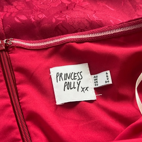 Princess Polly Ramie Strapless Mini Dress in Burgundy Size 2 - Picture 7 of 8